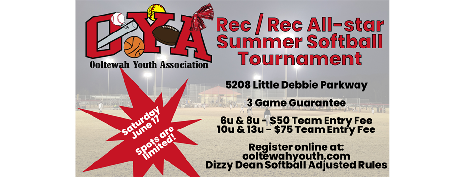 Rec All-Star Softball Tournament June 17!
